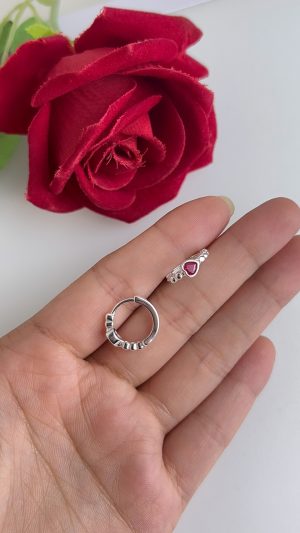 Argola de Click Coração Rosa069