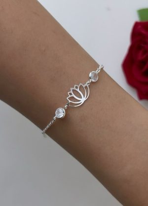 Pulseira flor de lótus com zircônia 06