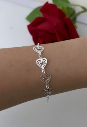 Pulseira lisa coração vazado 06