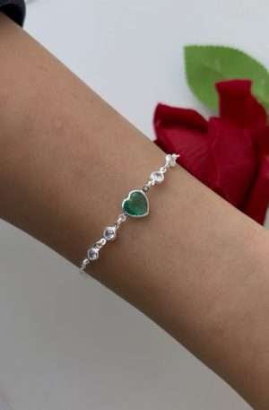 Pulseira zicornia coração verde 06
