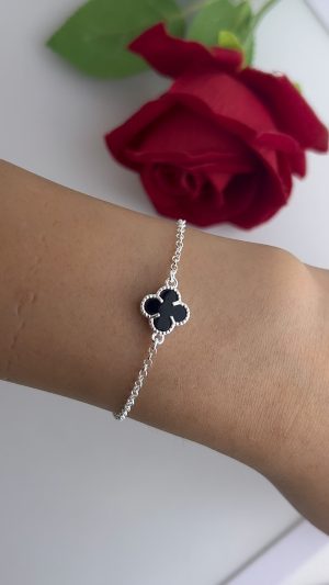 pulseira inspiração van cleff preta 06